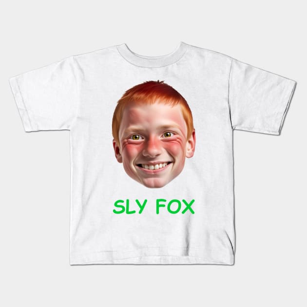 SLY FOX (Green Text) Kids T-Shirt by Barnes Visuals